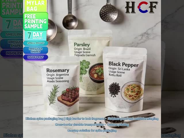 Custom Recyclable Food Grade Spice Bags with Stand-up Ziplock for Export Compliant Packaging
