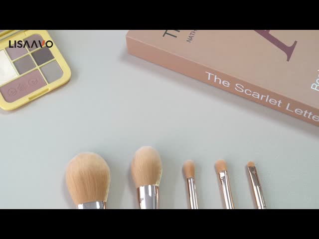 5Pcs Professional Makeup Brush Set with Gradient Aluminum Handle and High-Density Nylon Bristles for Full Face Application