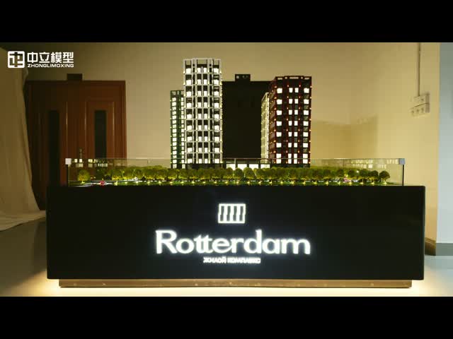 Custom 1:250 Scale High-End Apartment Architectural Model with LED Lighting for Real Estate Marketing