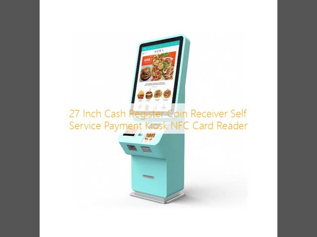 27 Inch Cash Register Coin Receiver Self Service Payment Kiosk NFC Card Reader