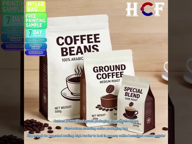 Custom Printed Mylar Coffee Bags with High Barrier Protection and Aroma Lock Technology for Freshness