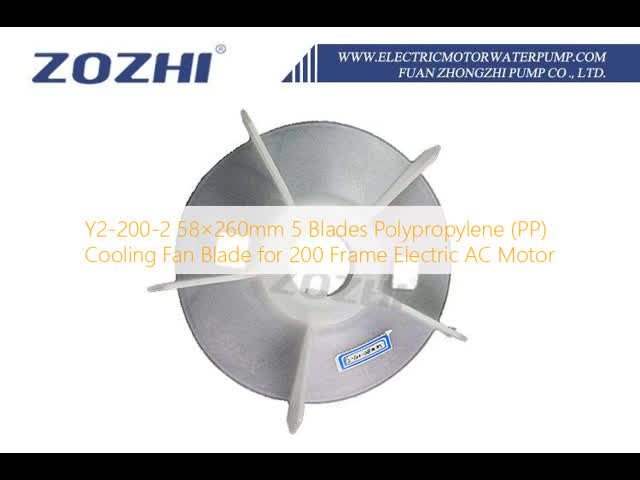 Y2-180-2 52×245mm 5 Blades Polypropylene (PP) Cooling Fan Blade for 180 Frame Electric AC Motor