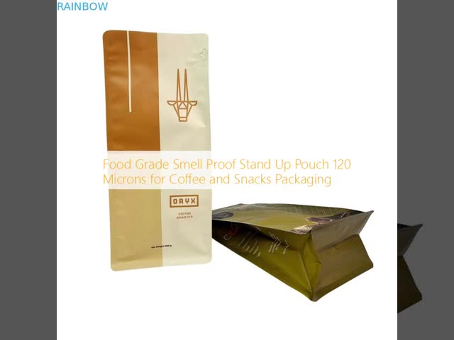Food Grade Smell Proof Stand Up Pouch 120 Microns for Coffee and Snacks Packaging
