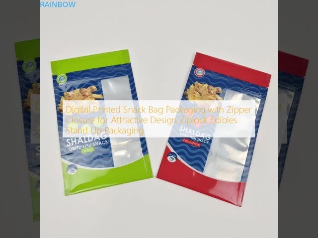 Digital Printed Snack Bag Packaging with Zipper Closure and Customized Size Stand Up Pouch