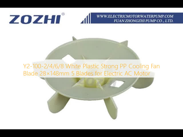 Y2-90-4/8 White Plastic PP Cooling Fan Blade 24×151mm 5 Blades for Electric AC Motor
