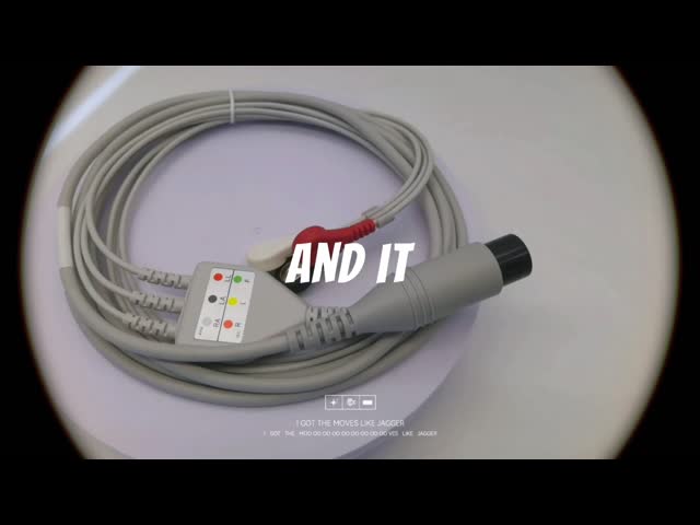 Goldway one piece type ECG cable 3 leads with snap Round 6 pin AHA color code