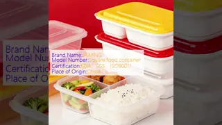 Leak resistant rectangular plastic food containers with lids designed to prevent spills during food transport and storage