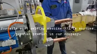 Schweißen von rechteckigen Stahlrohren mit hängender Punktschweißmaschine