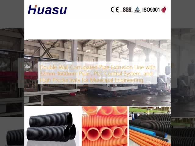 Double Wall Corrugated Pipe Extrusion Line with 32mm-1600mm Pipe Diameter, Siemens PLC Control, and High Productivity 100-3000kg/h for Municipal Engineering