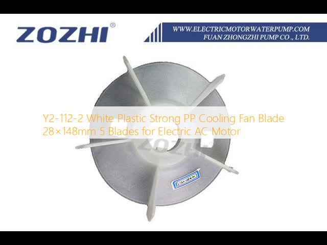 Y2-100-2/4/6/8 White Plastic 28×148mm 5 Blades Polypropylene (PP) Cooling Fan Blade for Electric AC Motor