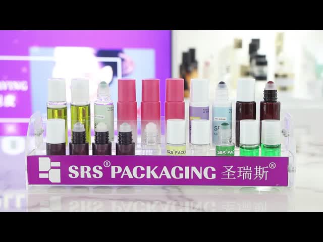 18-15ml 20ml Amber PET Cosmetic Roller Bottle With White Cap