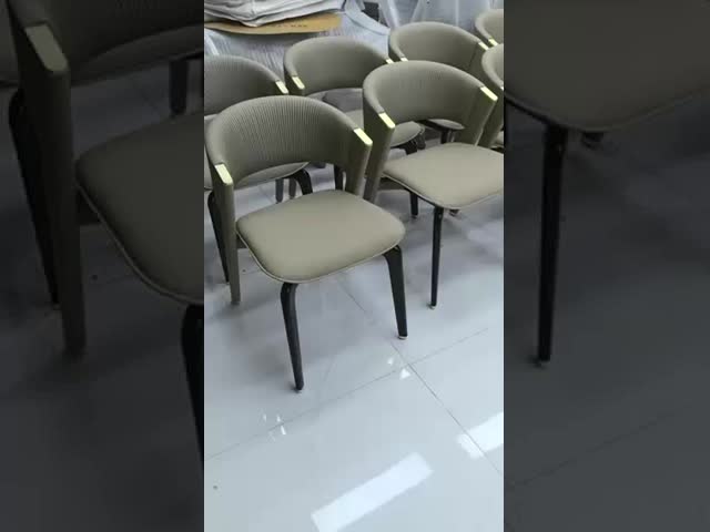 Solid Wood Leg Leather Upholstered Arm Dining Chair