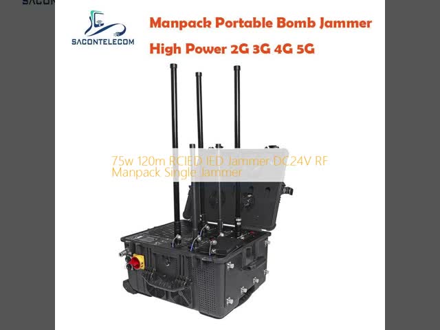 75W Output Power 120m Jamming Radius DC24V Power Supply IED RF Manpack Jammer for Security Forces
