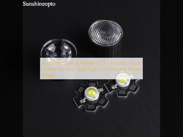 Aspheric Optical PMMA LED Lens with Black Holder for LED Spot Light | 60 Degree Beam Angle