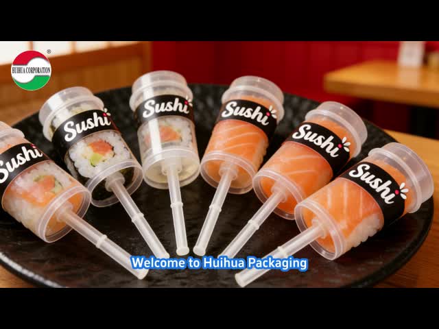 Economical Food Grade Sushi Push Pop up Plastic Tube Custom New Design PP Plastic Bottle Packaging for Cake Jelly