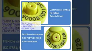 Round Electronic Ear Tags with More Than 20 Years Validity and Minimum 100 Write Cycle for ISO 11784/11785 Compliant Livestock Identification