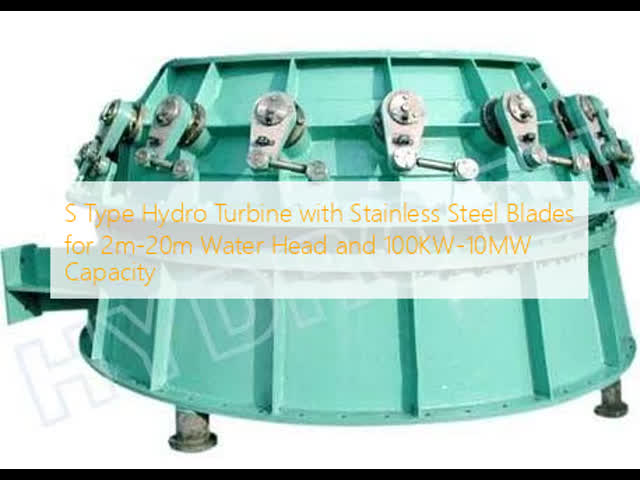 S Type Hydro Turbine with Stainless Steel Blades for 2m-20m Water Head and 100KW-10MW Capacity