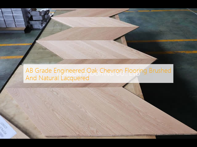 AB Grade Engineered Oak Chevron Flooring Brushed And Natural Lacquered