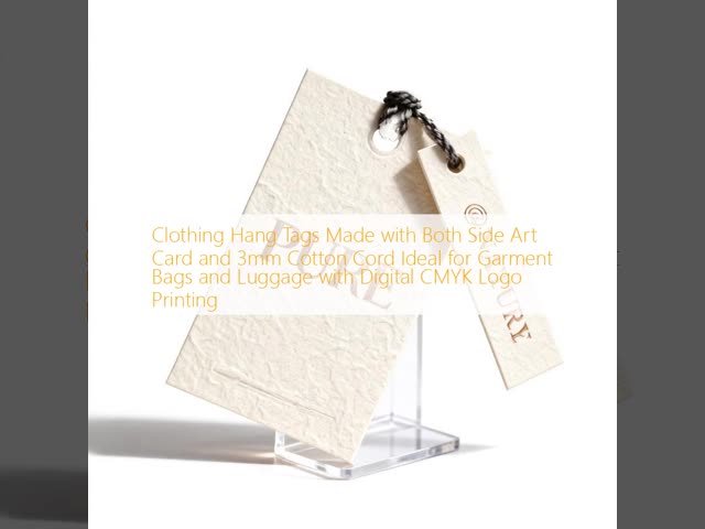Clothing Hang Tags Made with Both Side Art Card and 3mm Cotton Cord Ideal for Garment Bags and Luggage with Digital CMYK Logo Printing