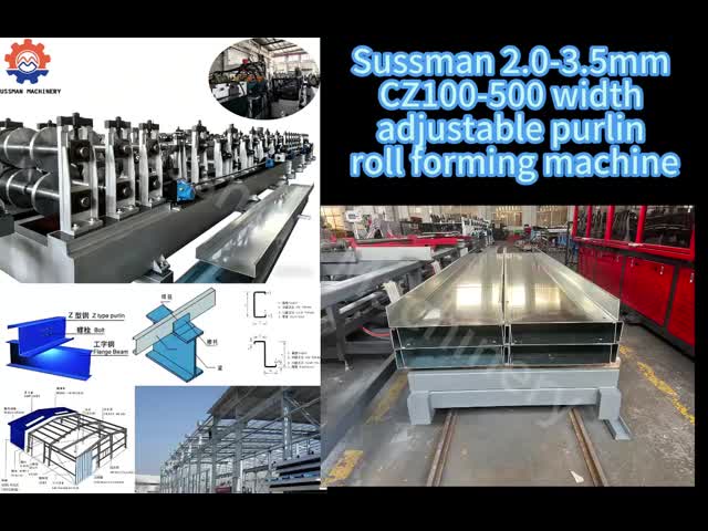 2.0-3.5mm Galvanized Steel 100-500mm Width Adjustable CZ Purlin Roll Forming Machine With Auto Stacker For  Building Structure