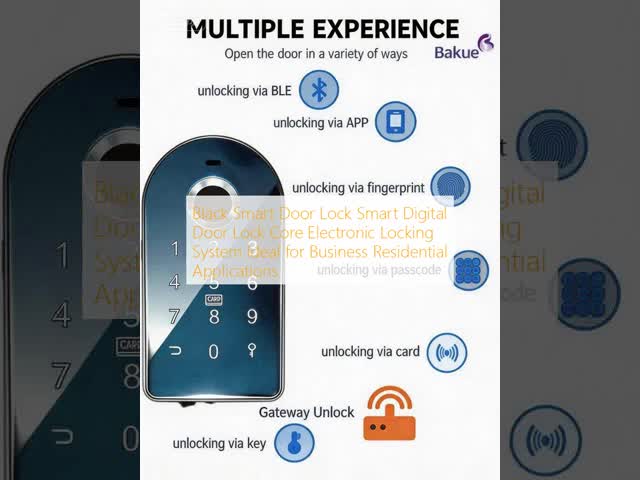 Black Smart Digital Door Lock Wireless Bluetooth Keyboard Business Residential Doors