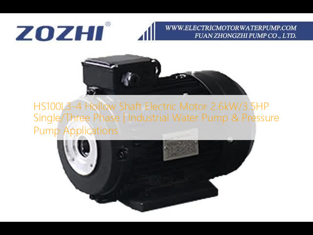 HS100L3-4 Hollow Shaft Electric Motor 3 kW / 4 HP with Hollow Shaft Direct-Coupling and Class F Insulation for Industrial Pumps