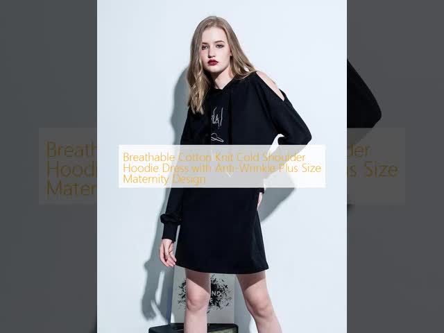 Comfy Cold Shoulder Hoodie Dress Plus Size Maternity