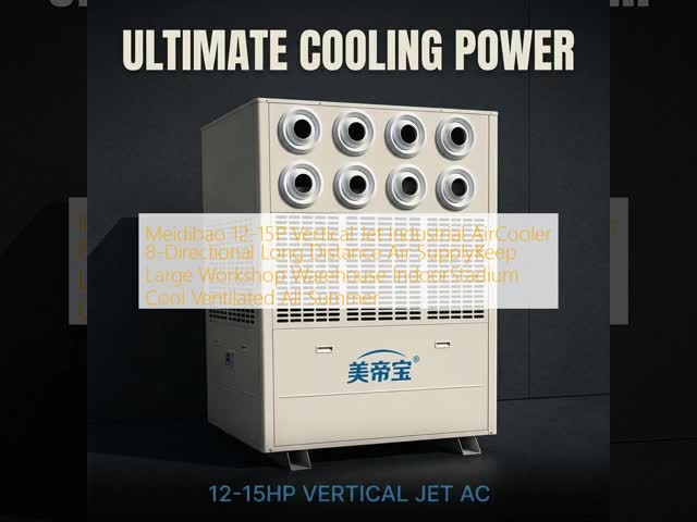 MEIDIBO 12-15HP Vertical Jet Industrial Air Cooler with 8 Adjustable Vents and 40% Energy Saving for Factory Warehouse Gym Ventilation