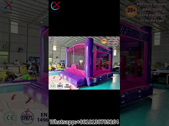 Manufacturer PVC Inflatable Bounce House Pink Purple Commercial Jumping Castle Party Rental
