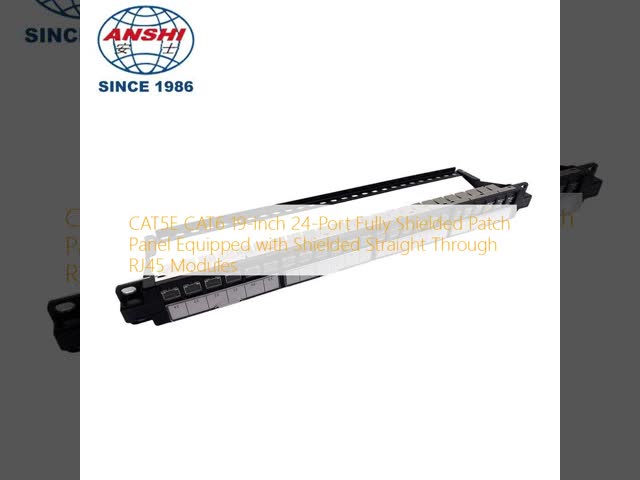 CAT5E CAT6 19-inch 24-Port Fully Shielded Patch Panel Equipped with Shielded Straight Through RJ45 Modules