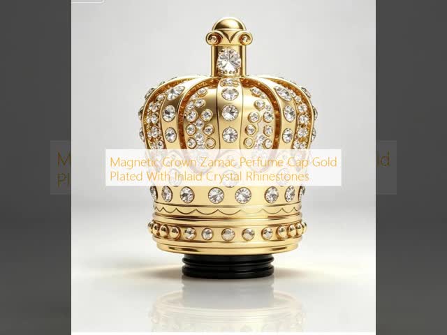Luxury Magnetic Crown Perfume Cap Gold Plated Crystal