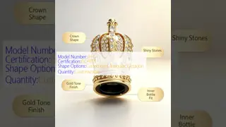 Luxury Magnetic Crown Perfume Cap Gold Plated Crystal