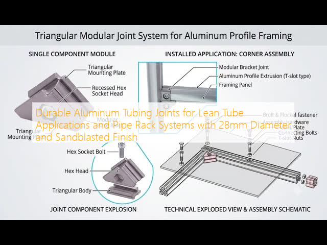 Die Casting Aluminum Tube Joint 28mm Diameter with Sandblasting Treatment for Pipe Rack Systems