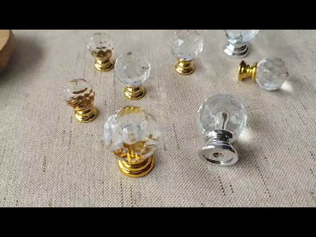 GRH Cabinet Brass Handles Transparent Champagne Gold Crystal Handles Creative Bedroom Wardrobe Dressing Table Drawer Knobs