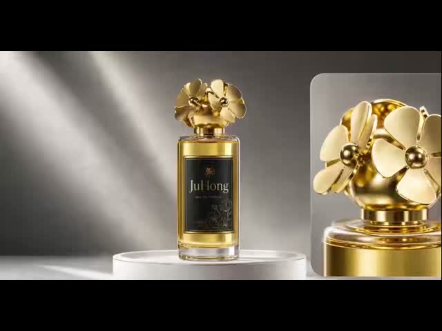 Gold Plated Flower Shape Zamac Perfume Cap with Customizable Design for Fragrance Bottles