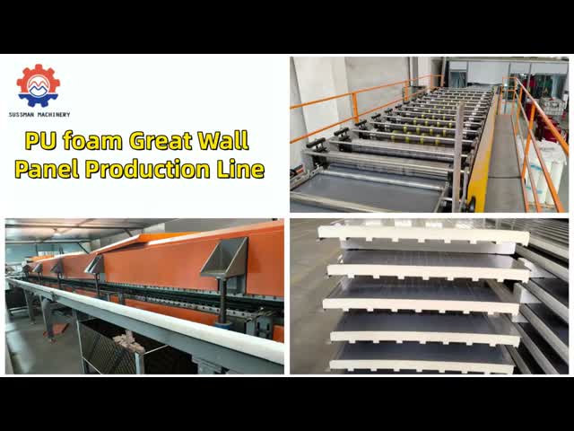 0.4mm-0.7mm Aluminum and Galvanized coiL PPGI Great Wall Roof Panel PU Sandwich Panel Production Line Villa Exterior Roof Facade Custom Width Foam Thickness