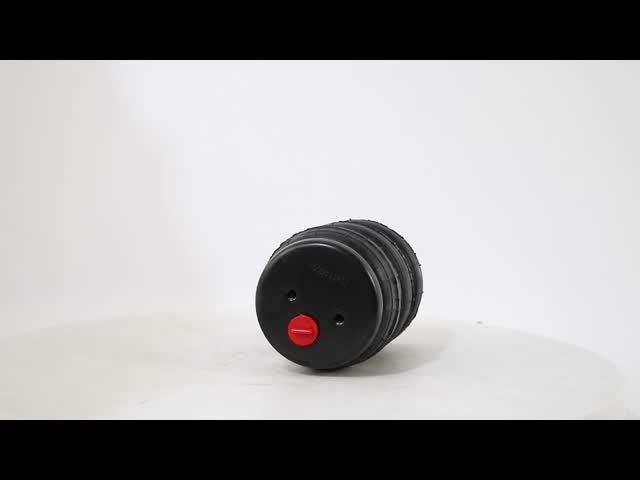 257mm Height Triple Convoluted Rubber Bellows 1/2NPT Industrial Air Spring With 3/8-16UNC