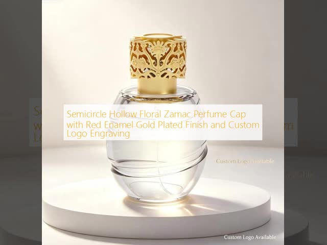 Luxury Hollow Floral Zamac Perfume Cap Custom Gold Design