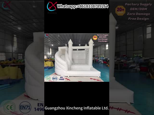 Commercial Pure White Inflatable Wedding Bounce Castle With Slide PVC for Party