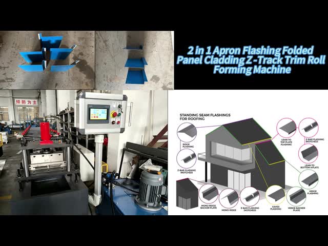 2 In 1 Apron Flashing Folded Panel Cladding Z -Track Trim Roll Forming Machine For House Roof  Decoration