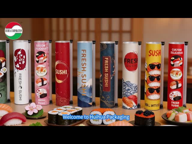 Food Grade Eco Friendly Sushi Push Pop Paper Tube Container with Customized Logo