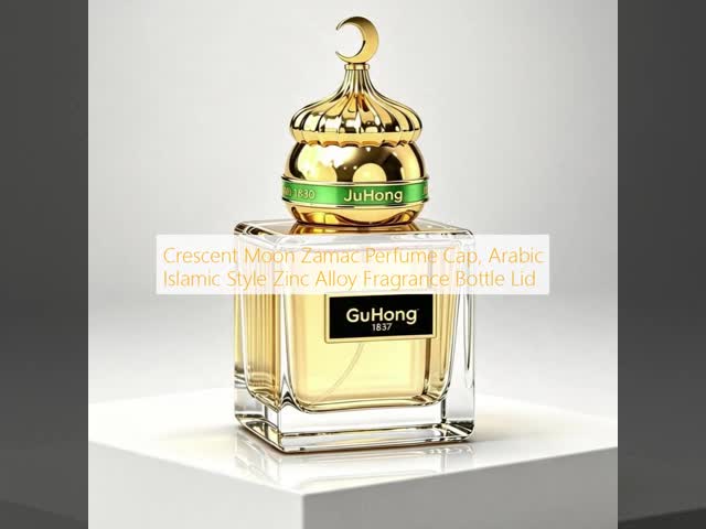 Magnetic Crown Shape Zamac Perfume Cap with Inlaid Red Rhinestone and Customizable Design