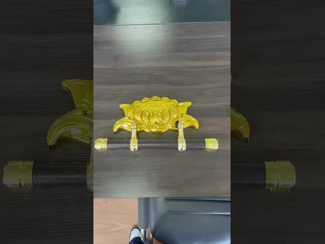 Shiny Gold Plated Carved Lotus Ornament Non-slip Bar Casket Swing Bar Handle For Funeral Coffin