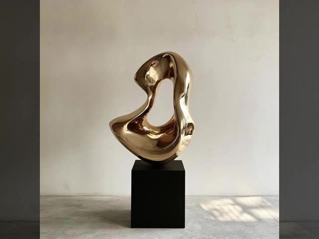 Minimalist Modern Abstract Gold Sculpture for Luxury Interior Decor