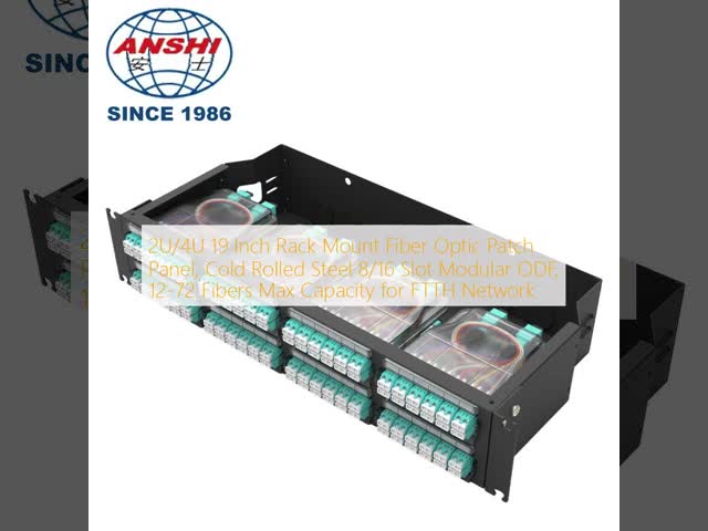 19 Inch 1U Rack‑Mount Sliding ODF Fiber Optic Distribution Frame, Optical Fiber Patch Panel with LC Adapter for Data Center FTTX