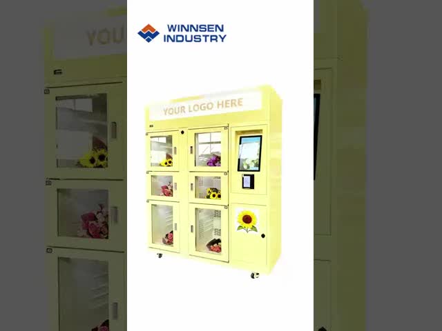 Refrigerated Fresh Flower Vending Machine with 15.6-inch Touchscreen and Remote Monitoring for Supermarkets