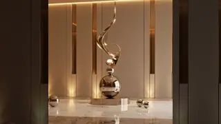 Reflective Mirror Polished Abstract Sculpture for Commercial Spaces