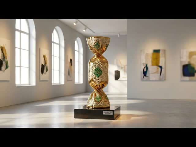 Luxury Islamic Art: Saudi Gold Twisted Candy Sculpture | Custom Modern Decor