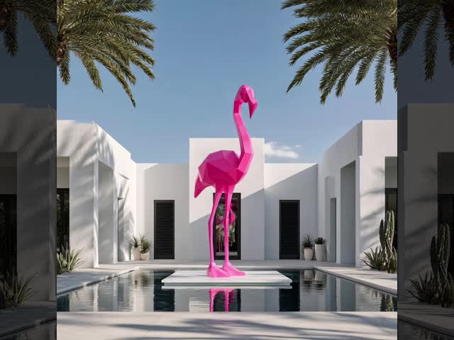 Large Pink Metal Flamingo Sculpture Garden Decor for Outdoor Spaces