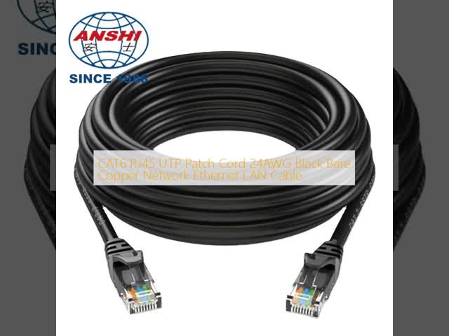 CAT6 RJ45 UTP Patch Cord 24AWG Black Bare Copper Network Ethernet LAN Cable